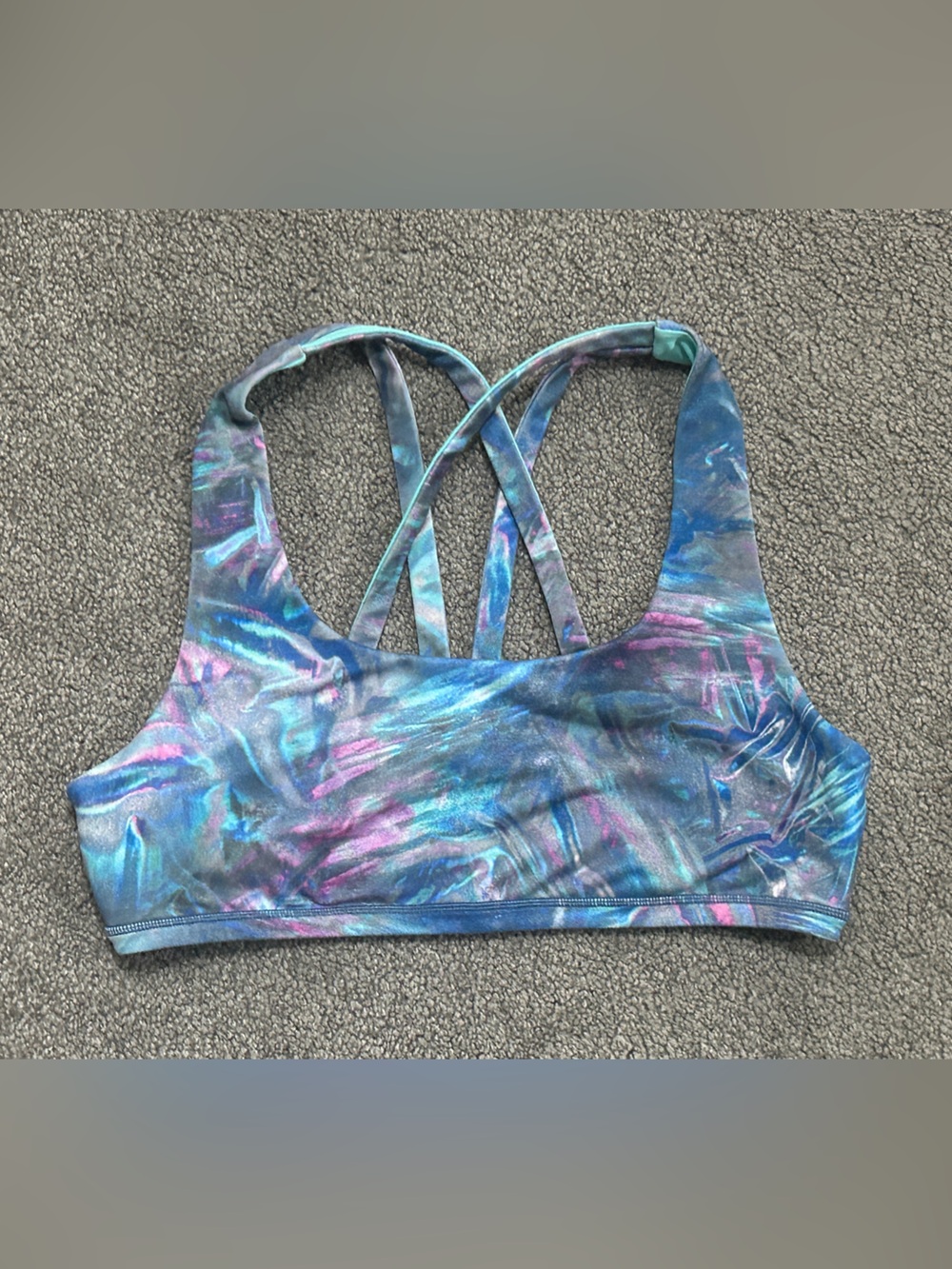 Ivivva Girls' Blue-Purple Iridescent Strappy Sport Bra